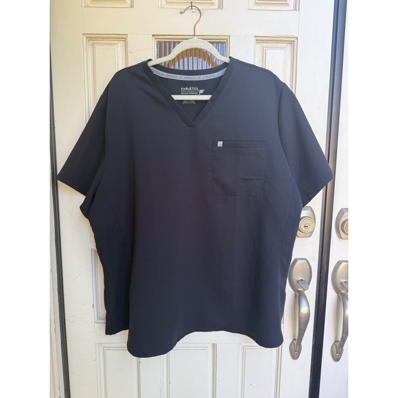 Fabletics Feel Good Performance Black Scrub Top V Neck Pocket Plus Size 4X - Picture 1 of 6